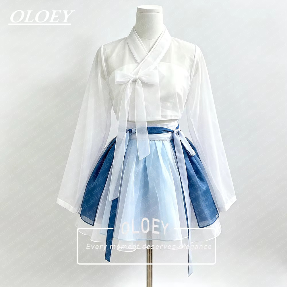 Modern Korean Lifestyle - OLOEY فستان هانبوك كوري عصري قصير